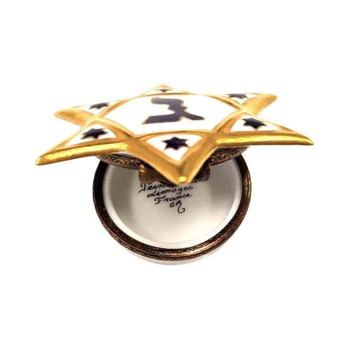 Every brushstroke by hand on the Star of David for Jewish Limoges box from France