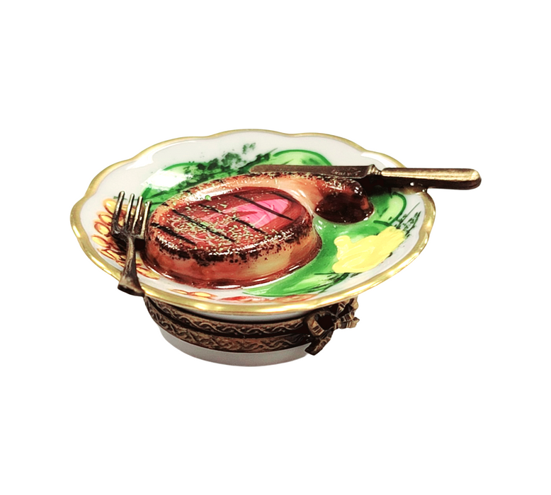 Steak Dinner Limoges Box for Food Lovers Porcelain Limoges Food French Trinket Box