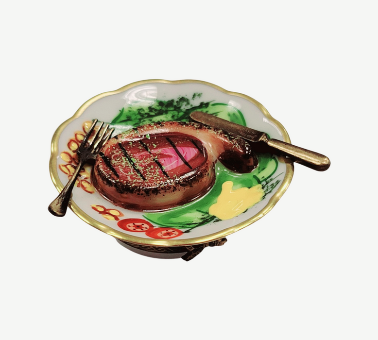 Steak Dinner Limoges Box for Food Lovers Porcelain Limoges Food French Trinket Box
