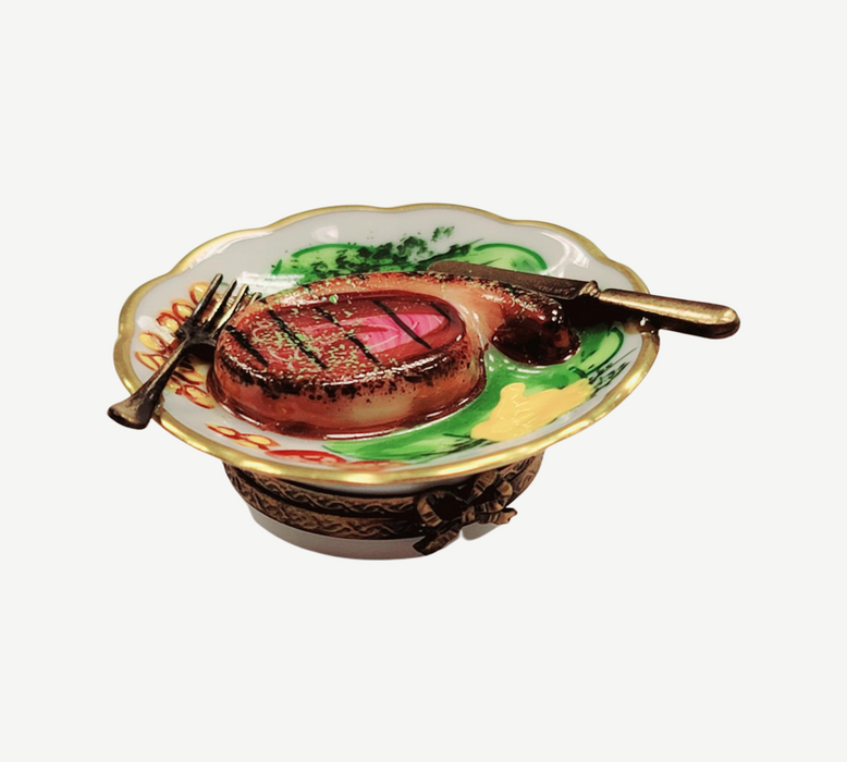 Steak Dinner Limoges Box for Food Lovers Porcelain Limoges Food French Trinket Box