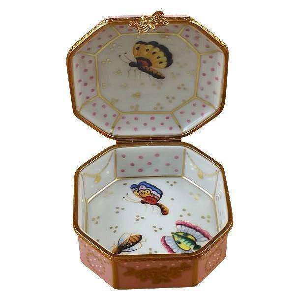 Birds and Butterflies Limoges Box for Nature Lovers Porcelain Limoges bird bugs critters French Trinket Box