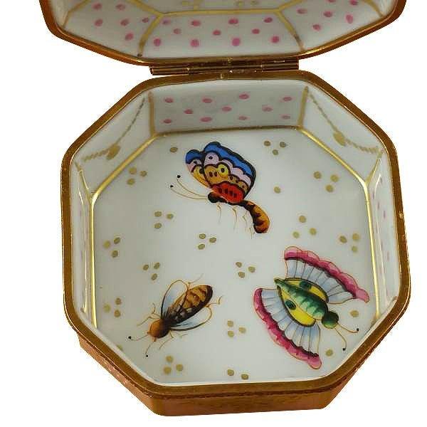Birds and Butterflies Limoges Box for Nature Lovers Porcelain Limoges bird bugs critters French Trinket Box