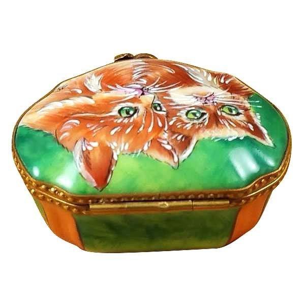 Two Cats Limoges Box for Cat Lovers Porcelain Limoges Cat French Trinket Box
