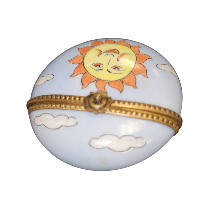 Sunshine Round Porcelain Pill for Collectors Porcelain Limoges round French Trinket Box