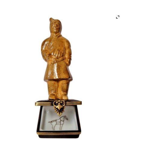 Hand-painted Terracotta Soldier Standing Limoges box, French artistry for lovers of fine art