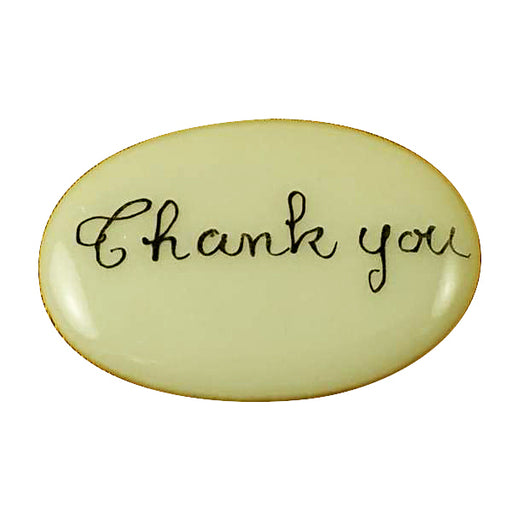 Two tiny hand-painted porcelain Thank You filler tablets to tuck inside a Limoges box