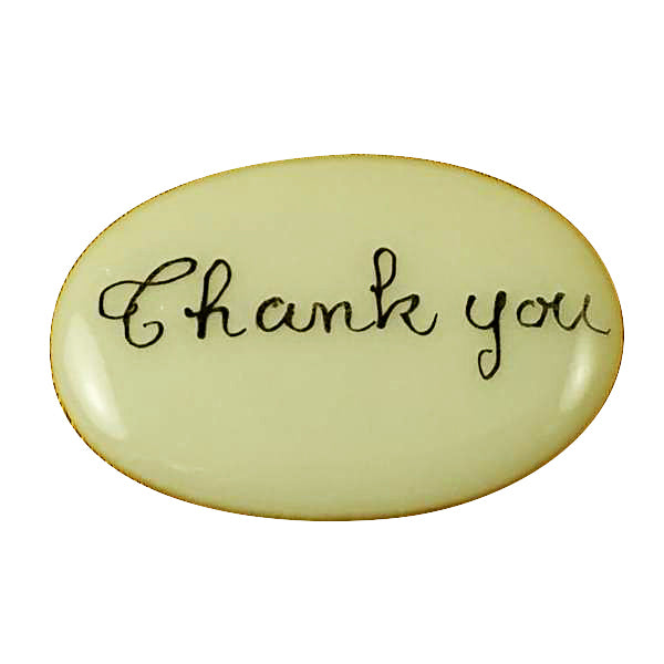 Two tiny hand-painted porcelain Thank You filler tablets to tuck inside a Limoges box