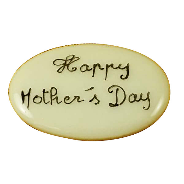 Two tiny hand-painted porcelain Happy Mother's Day filler tablets to tuck inside a Limoges box