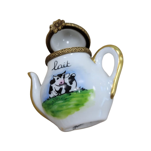 Tea Pot w Cow Lait Limoges Box Porcelain Figurine — {{ shop }}
