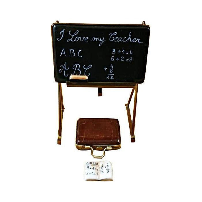 Fine French craftsmanship on the Teacher's Blackboard for Educators Limoges box, painted by hand