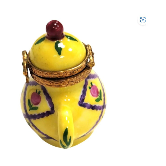 Hand-painted Yellow Teapot Limoges box, French artistry for lovers of fine art