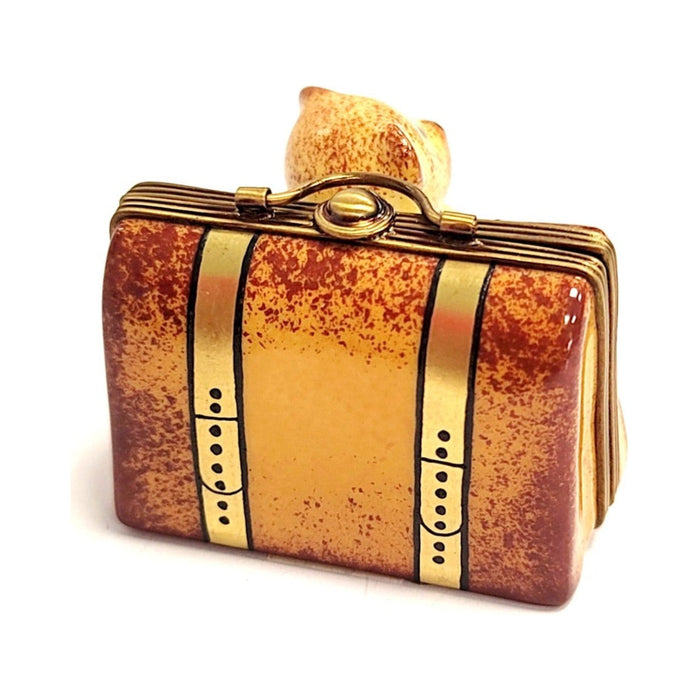 Fine art lovers will admire this Teddy Bear and Suitcase Limoges box