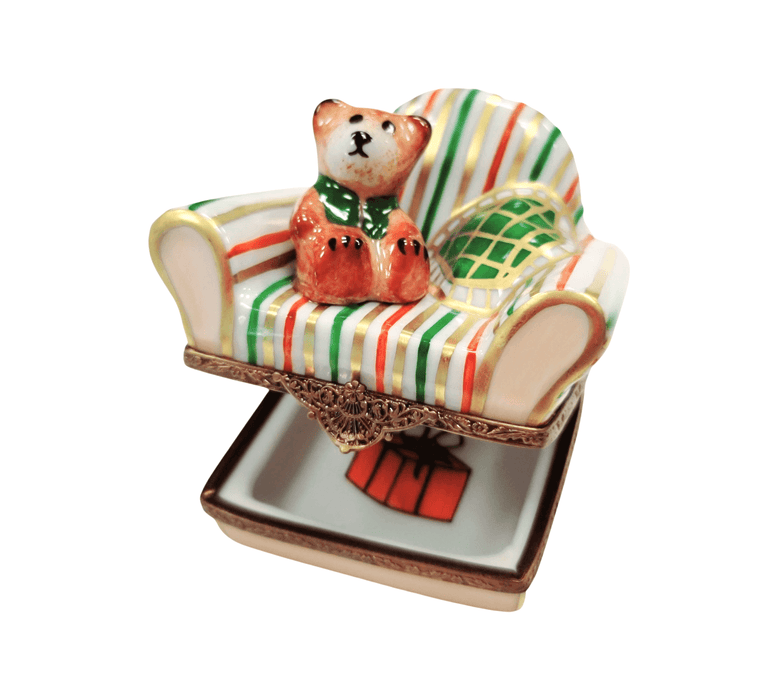 Teddy Bear Armchair Limoges Box for Home Decor Porcelain Limoges Teddy furniture French Trinket Box