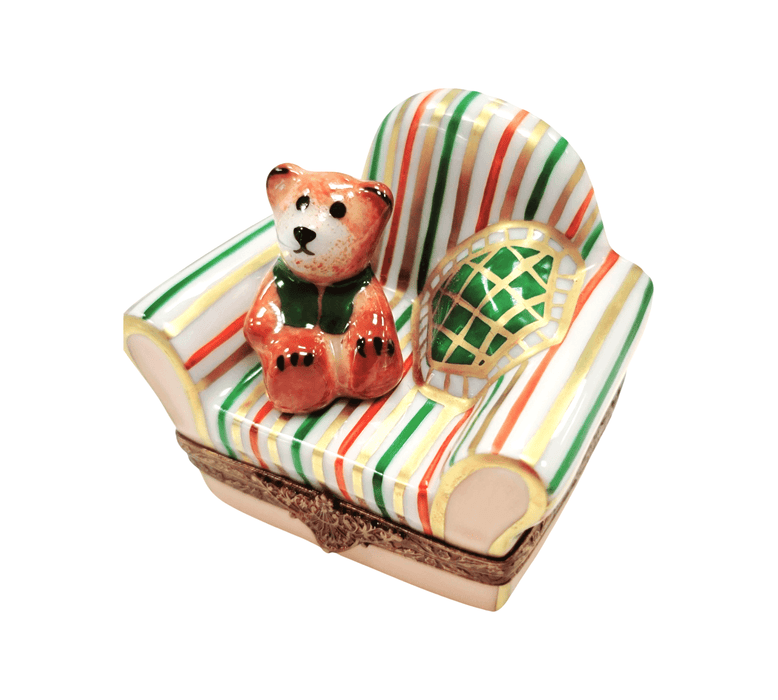 Teddy Bear Armchair Limoges Box for Home Decor Porcelain Limoges Teddy furniture French Trinket Box