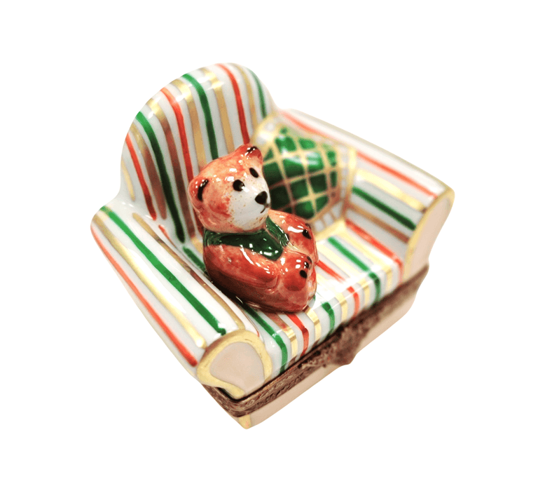 Teddy Bear Armchair Limoges Box for Home Decor Porcelain Limoges Teddy furniture French Trinket Box