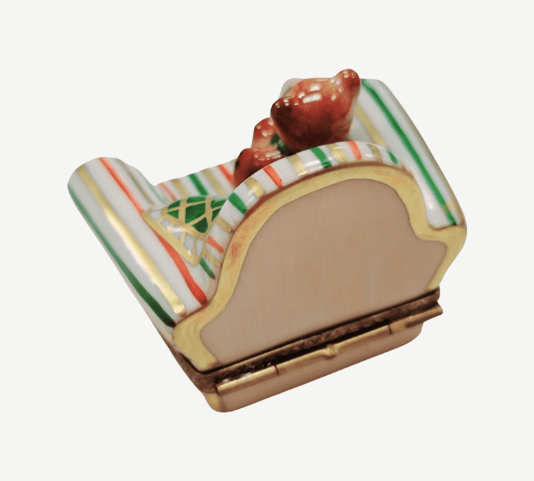 Teddy Bear Armchair Limoges Box for Home Decor Porcelain Limoges Teddy furniture French Trinket Box