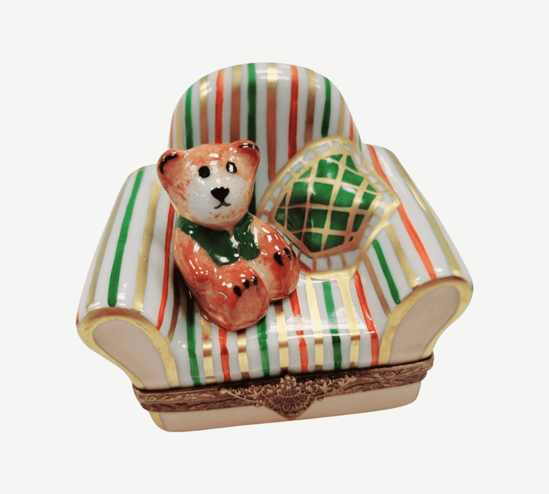 Teddy Bear Armchair Limoges Box for Home Decor Porcelain Limoges Teddy furniture French Trinket Box
