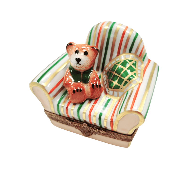 Teddy Bear Armchair Limoges Box for Home Decor Porcelain Limoges Teddy furniture French Trinket Box