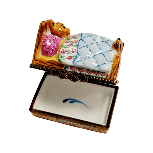 Teddy Bear Bedtime Delight Porcelain Limoges Teddy French Trinket Box