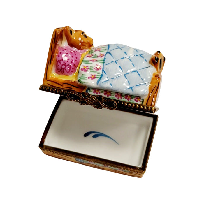 Teddy Bear Bedtime Delight Porcelain Limoges Teddy French Trinket Box