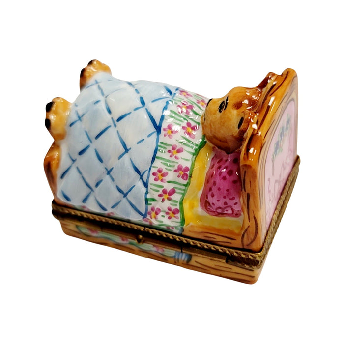 Teddy Bear Bedtime Delight Porcelain Limoges Teddy French Trinket Box