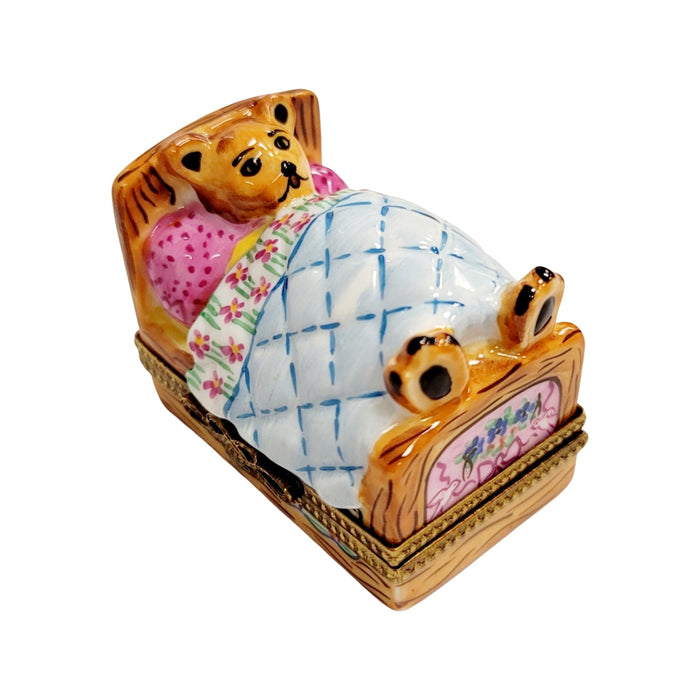 Teddy Bear Bedtime Delight Porcelain Limoges Teddy French Trinket Box