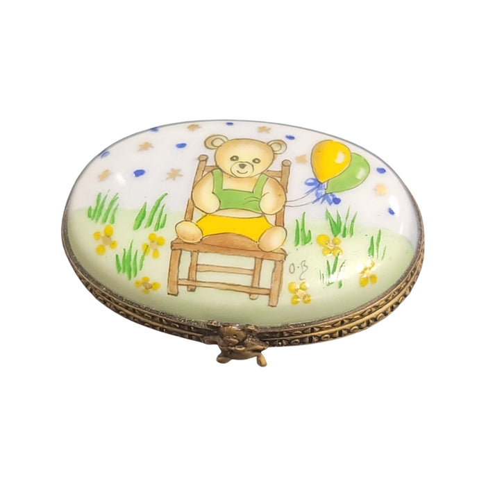 Teddy Bear Charm Box for Collectors Porcelain Limoges Teddy French Trinket Box