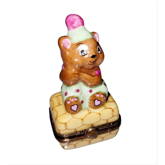 Teddy Bear Clown Collectible Porcelain Limoges Circus Clown teddy French Trinket Box