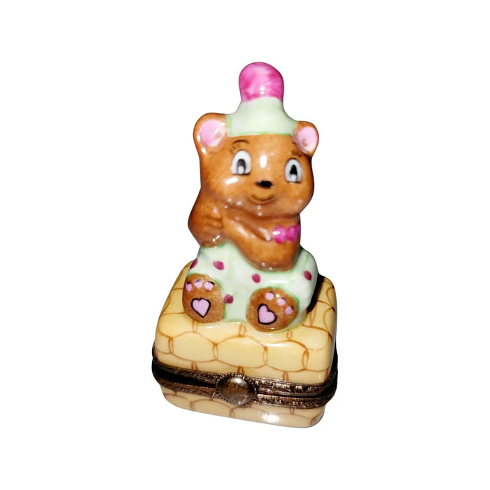 Teddy Bear Clown Collectible Porcelain Limoges Circus Clown teddy French Trinket Box