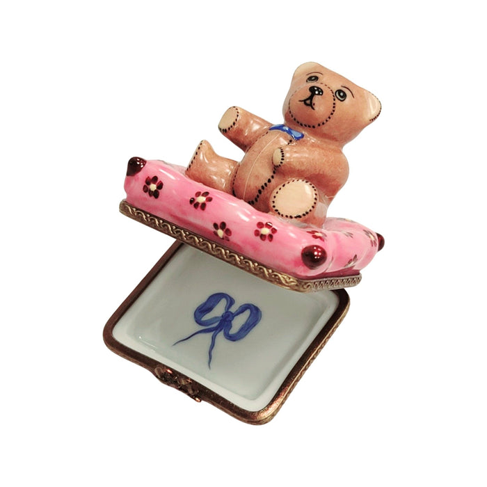 Teddy Bear Keepsake Box for Children Porcelain Limoges Teddy French Trinket Box