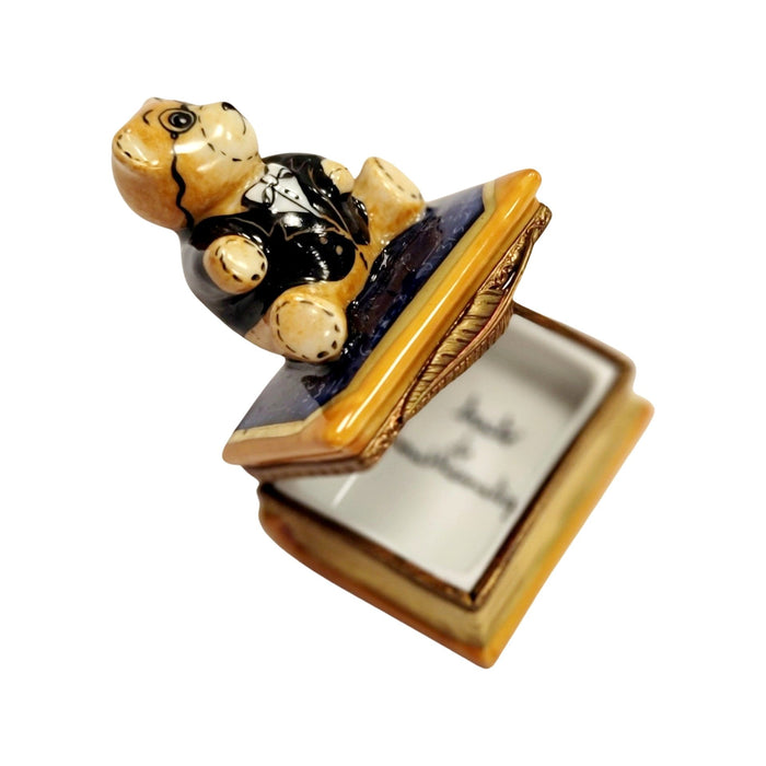 Teddy Bear Scholar Limoges Box for Graduation Gift Porcelain Limoges Teddy professional French Trinket Box