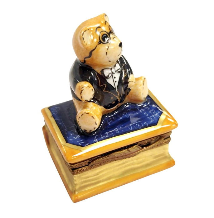 Teddy Bear Scholar Limoges Box for Graduation Gift Porcelain Limoges Teddy professional French Trinket Box
