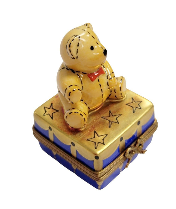 Teddy Bear Gift Box for Children Porcelain Limoges Teddy French Trinket Box