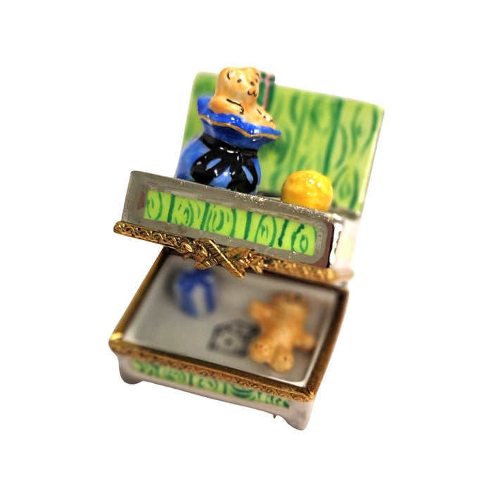 Teddy Bear Treasure Box for Collectors Porcelain Limoges christmas baby Teddy French Trinket Box