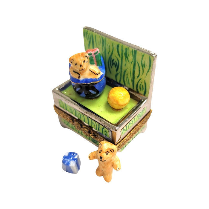 Teddy Bear Treasure Box for Collectors Porcelain Limoges christmas baby Teddy French Trinket Box