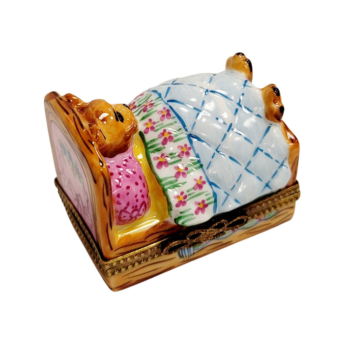 Teddy Bear in Bed Limoges Box Porcelain Figurine-Teddy-CH3S180