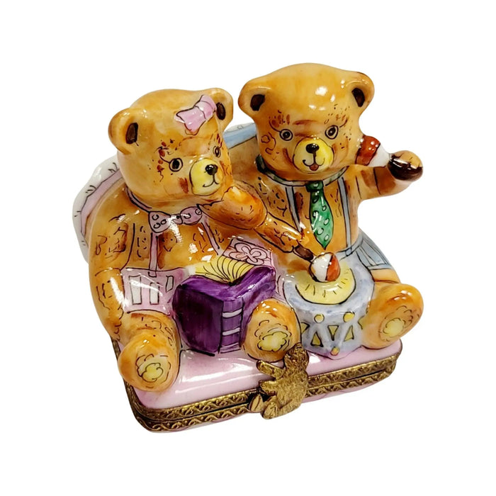 Teddy Bears Playing Limoges Box for Collectors Porcelain Limoges Teddy carnival French Trinket Box