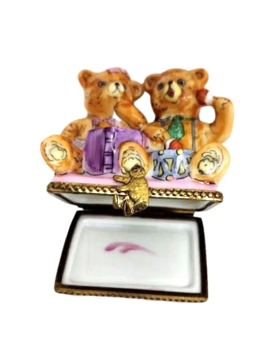 Teddy Bears Playing Limoges Box for Collectors Porcelain Limoges Teddy carnival French Trinket Box
