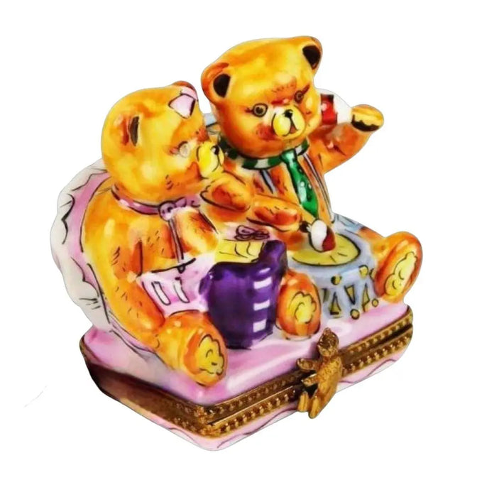Teddy Bears Playing Limoges Box for Collectors Porcelain Limoges Teddy carnival French Trinket Box