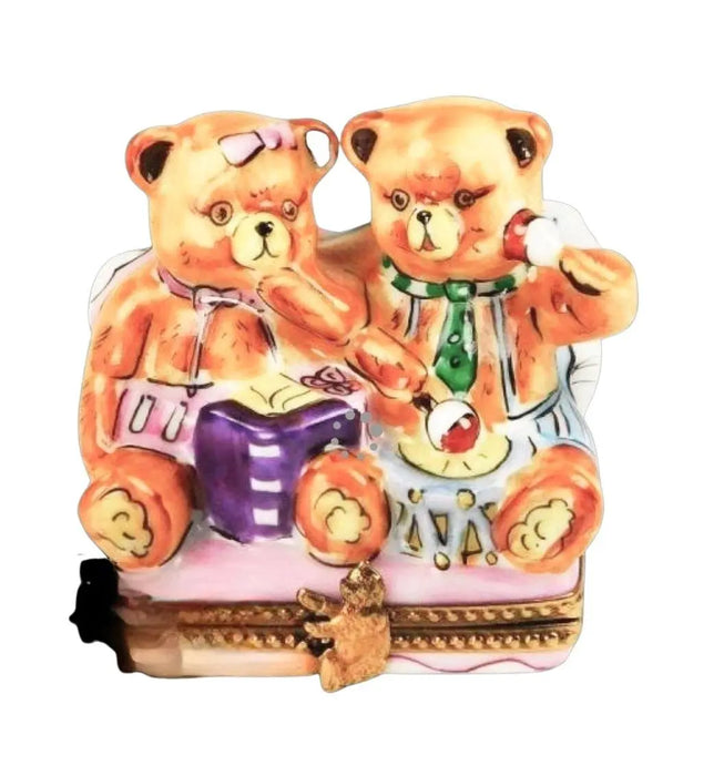 Teddy Bears Playing Limoges Box for Collectors Porcelain Limoges Teddy carnival French Trinket Box