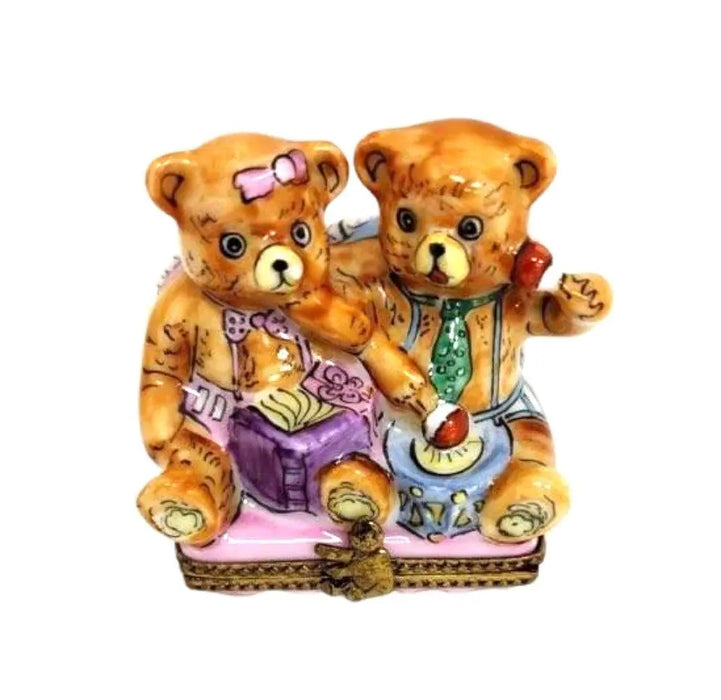 Teddy Bears Playing Limoges Box for Collectors Porcelain Limoges Teddy carnival French Trinket Box