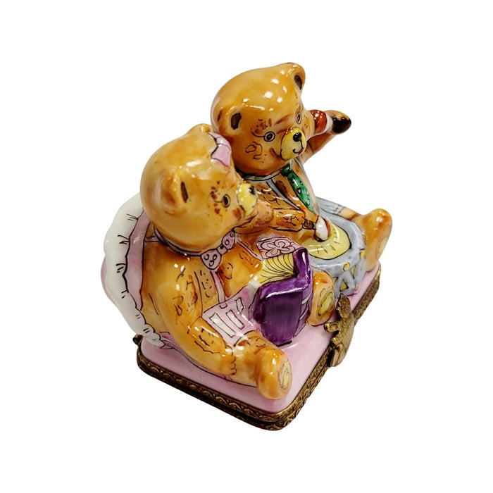 Teddy Bears Playing Limoges Box for Collectors Porcelain Limoges Teddy carnival French Trinket Box