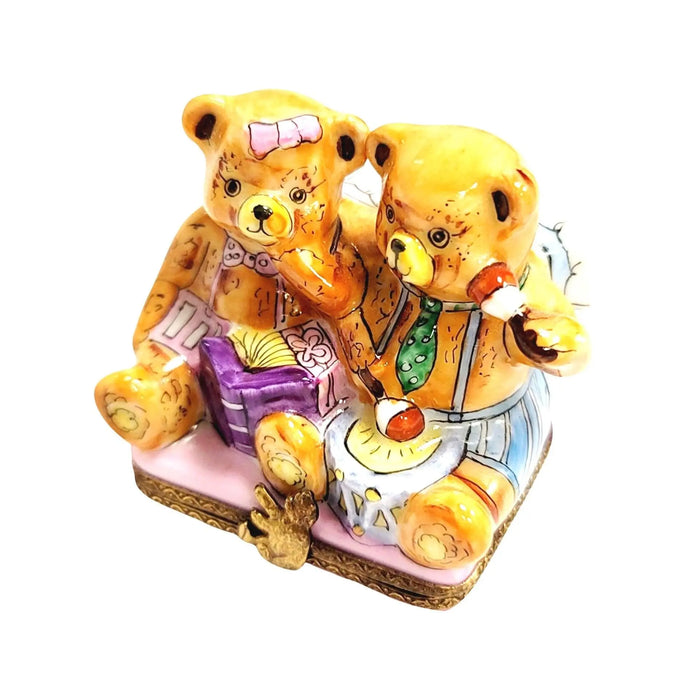 Teddy Bears Playing Limoges Box for Collectors Porcelain Limoges Teddy carnival French Trinket Box