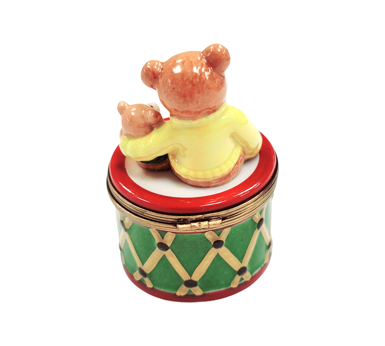 Teddy Bears on Drum Limoges for Collectors Delight Porcelain Limoges Teddy music French Trinket Box