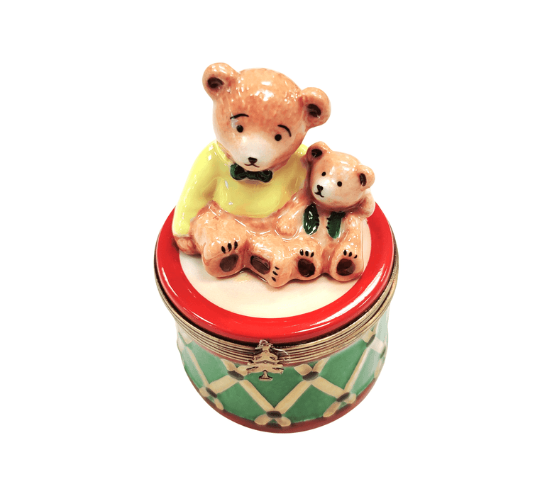 Teddy Bears on Drum Limoges for Collectors Delight Porcelain Limoges Teddy music French Trinket Box