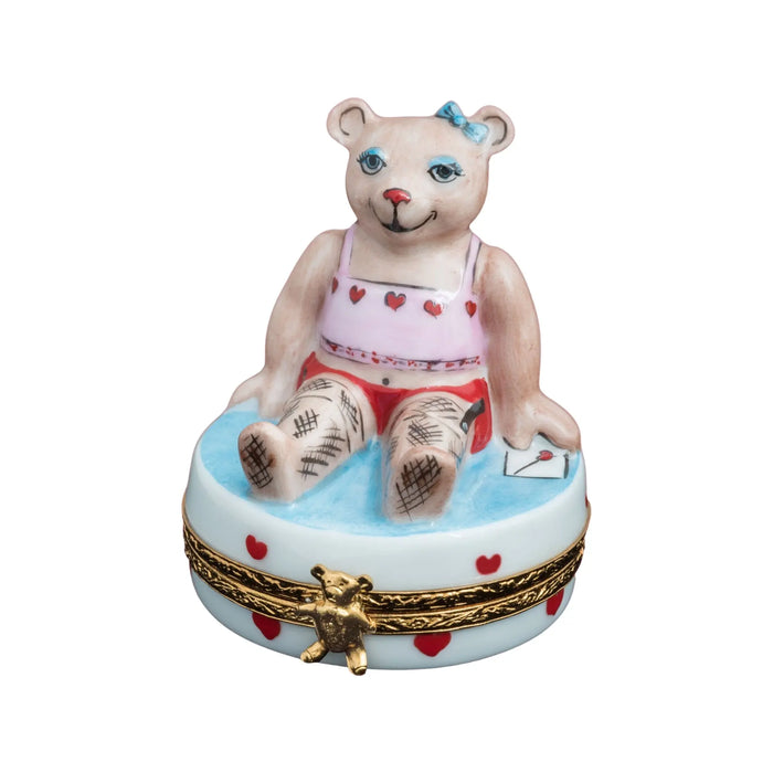 Teddy Bear Limoges Box for Collectors Porcelain Limoges Teddy love French Trinket Box