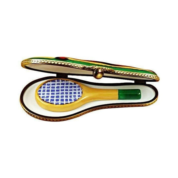 Tennis Racquet with Case Limoges box painted by hand in Limoges, France, a gift to treasure