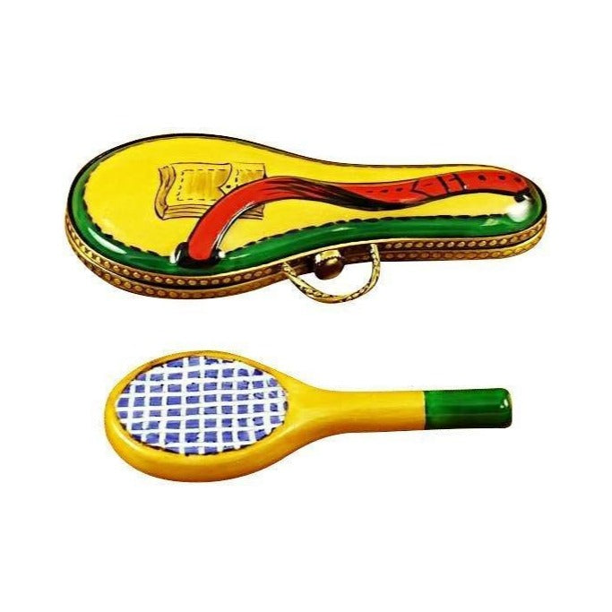 Limoges Boutique presents the Rochard Tennis Racquet with Case, a genuine Limoges box painted by hand in France