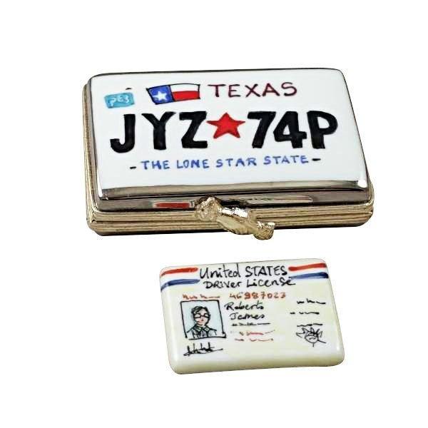 Texas License Plate Collectible for Souvenir Lovers Porcelain Limoges united states French Trinket Box