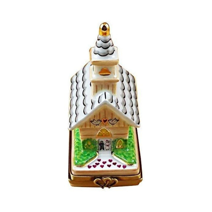 Authentic Rochard Wedding Church for Couples Limoges box, hand-painted in France, from Limoges Boutique
